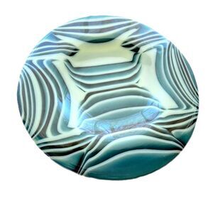 Hand Crafted Glass Plate Opal Blue Decorative Artsy Centerpiece 8.25 inches